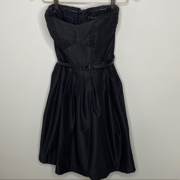 WHBM Black Strapless Classic Pleated Darted Cocktail Dress Women's Size 2‎ - Picture 2 of 7